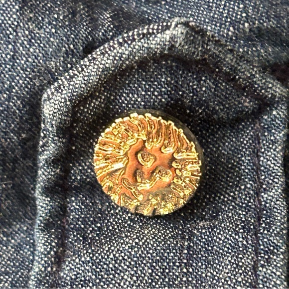 Anne Klein Zippered-Neck Tab-Cuff Denim Shift Dress Size 8 - Picture 7 of 10